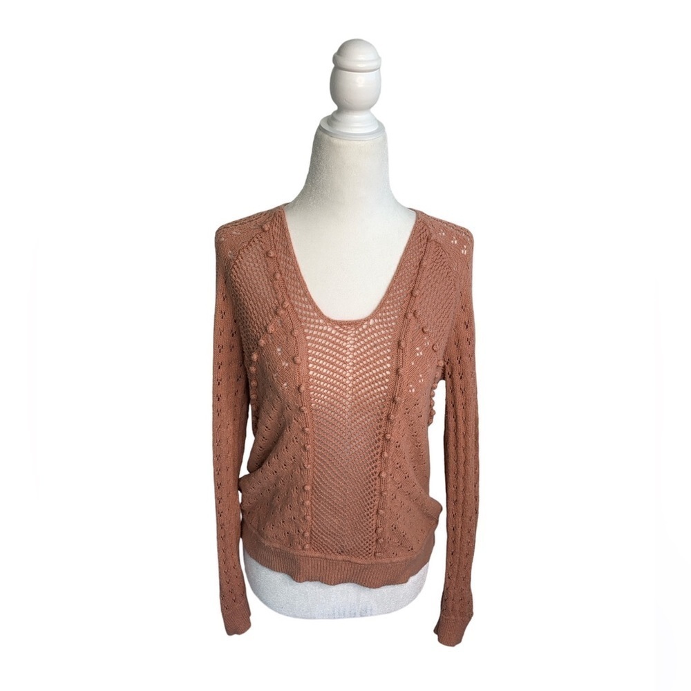 Rebecca Taylor Knit Pink Blush Embroidered Long Sleeve Sweater sz S